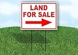 LAND FOR SALE RIGHT arrow red - Single Sided Yard Sign ROAD SIGN with Stand