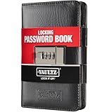 Vaultz Secure Locking Password Book (6.5" x 4.25") - 3-Digit Combination Lock, Organized & Portable with 100 Pages, Holds 125 Passwords - Mobile Memory Aid, Lightweight & Convenient Extras Included