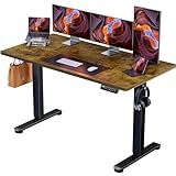 ErGear Height Adjustable Electric Standing Desk, 55 x 28 Inches Sit Stand up Desk, Large Memory Computer Home Office Desk with Two-Piece Desktop (Vintage Brown)