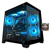 YAWYORE Gaming PC Desktop Computer, Ryzen 7 5700X,RTX 5060,32GB DDR4 RAM and 1TB M.2 NVMe SSD, 240 Liquid Cooler, ARGB Fans,Game Design Office