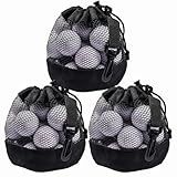 KyuerWK 3PCS Golf Ball Bags with Drawstring, Nylon Mesh Bag for Golf Balls, Design for Most Outdoor Storage