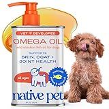 Native Pet Omega 3 Fish Oil for Dogs & Cats - Promotes Healthy Skin, Shiny Coat, & Strong Joints - Made with Wild Alaskan Salmon Oil for Dogs – Tasty, Fast-Absorbing Omega 3 6 9 Liquid Supplement- 8oz