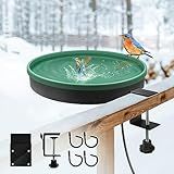 GESAIL Heated Bird Bath, 3 Easy Ways to Mount Heavy Duty Metal Pedestal Detachable Bird Bath Bowl for Easy Cleaning, 75W Heated Bird Baths for Outdoors for Winter Garden Yard Patio Lawn, Green