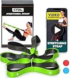Stretching Strap with Loops - Non Elastic Stretch Band for Physical Therapy, Yoga Strap for Stretching Equipment, Stretch Bands for Exercise and Flexibility - Fascia, Hamstring & Leg Stretcher Belt