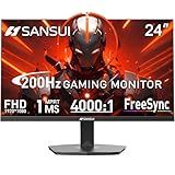 SANSUI Gaming Monitor, 24 Inch 200Hz 180Hz, FHD 1080P 1ms 110% sRGB Computer Monitor, HDMI DP Ports VESA Support for Game Office (HDMI Cable Included)