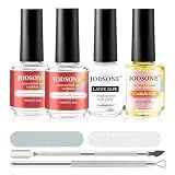 JODSONE Professional Gel Nail Polish Remover Kit:2Pcs 15ML Quick Gel Nail Polish Remover,15ML Cuticle Oil and Latex Tape Liquid,2 Sanding Strips and Steel Pushers,Remove at Home without Going Salon