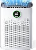 Air Purifiers for Home Large Room, Cover Up to 2400 Ft² with True HEPA Filter, Smart Mode, PM2.5 Air Quality Display, 22dB Sleep Mode, Aromatherapy with 2X-Purification & 360°Air Outlet, HAP603, White