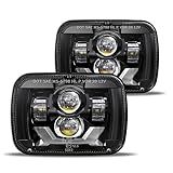 HWSTAR Pair 180W 1000% Bright H6054 5x7 7x6 Led Headlights Compatible with Jeep Cherokee XJ Wrangler YJ DOT Anti-glare DRL Turn Signal Hi/Low Sealed Beam Ford Chevy GMC Toyota Nissan Dodge etc Black