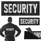 Jongdari 2pcs Security Patch, Embroidery Security Hook and Loop Patches for Tactical Vest Police Vest Officer Guard Uniforms (White Text, 1 Small & 1 Large)