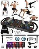 HOTWAVE Portable Exercise Equipment with 16 Gym Accessories,20 in 1 Push Up Board Fitness,Resistance Bands with Ab Roller Wheel,Full Body Workout at Home