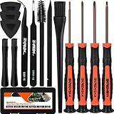 Cleaning & Opening Repair Kit for PS5 PS4 PS3,TEKPREM 14 in 1 Screwdriver Set with T9 Torx Screwdriver & PH00,Ph0,Ph1 Phillips Screwdrivers,Brushes,Tweezers for Sony Playstation 5/4/3 & Controller