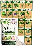 HOME GROWN 15 Herb Seeds for Planting 4,500+ Non-GMO Heirloom Seeds | Extra Large Variety Pack Herb Kit – Indoor Outdoor & Hydroponic | Culinary Seed Set | Grow Your Own Herbs | Gardening Gift