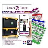 SmartPacks Colored QR Stickers - Premium Smart Labels with AI-Powered App | Advanced Pack and Track Labels with QR Code for Inventory, Storage, Moving | 64 Stickers