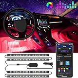 Govee Car LED Lights, Smart Car Interior Lights with App Control, RGB Lights with DIY Mode and Music Mode, 2 Lines Design LED Lights for Cars with Car Charger, 12V