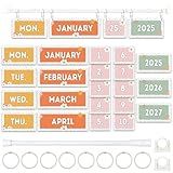 Flip Calendar for Classroom 2025–2028 – Retro Groovy Bulletin Board Calendar Set with 53 Date Cards, Adjustable Rod (15.7"–27.6"), Ideal for Teachers, Homeschool, Kids Learning Wall Decor