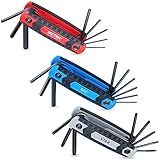 25-Piece Complete Folding Hex Key Wrench Set, Metric 1.5mm - 8mm, SAE 5/64” - 1/4”, Star T9 - T40 | Cr-V Steel, Precise and Chamfered Tips | 3 Pack All-Purpose Portable and Compact Allen Wrench Tools