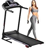 SereneLife Folding Treadmill - Foldable Home Fitness Equipment with LCD for Walking & Running, 6 MPH Speed, 1HP Motor, Cardio Machine, 4 Manual Incline Levels, 12 Programs, Bluetooth, 265lbs Capacity