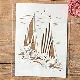 TIAMECH A4 Reusable Sailboat Stencil for Painting