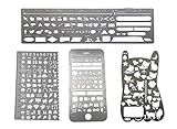 Bullet Journal Stencil Set,Ruler Drawing Painting Hollow Template Icon Tools DIY Kit for Scrapbook Album Card Planner Journal Making(Stainless Steel,4pcs with Different Icons)