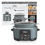 Ninja® 14-in-1 PossibleCooker™ PRO | 8.5qt, Sous Vide, Proof, Bake, & Steam Multicooker | Slow Cooker, Dutch Oven | Glass Lid & Integrated Spoon | Nonstick, Oven Safe Pot 500°F | Sea Salt Gray |MC1001