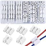 QOOSIKICC 65 Pcs Spring Wire Connectors, Spring Clamp Terminal Cable Clamp Connector, CH-2 Electrical Cable Connectors Block, 2 Pin Push-in Quick Terminal Wire Connector Wiring Terminals