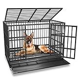 BOLDBONE 48/42/38 inch Heavy Duty Indestructible and Escape-Proof Dog Crate Cage Kennel for Large Dogs, High Anxiety Dog Crate with Removable Wire Trays and Wheels, Extra Large XL XXL