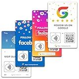 NFC Business Cards 4 Pack – Contactless Smart Tap & QR Code – Compatible with Social Media & Online Review Platforms – Reusable Feedback Tool for Restaurants, Local Businesses – Works with All Phones