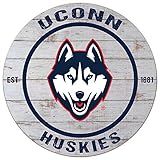 KH Sports Fan Connecticut Huskies Weathered Circle Sign, 20x20 Inches, Huskies Decor for Dorm Room, Bedroom, Fan Cave, Living Room; Display Your Team Spirit with This Unique Connecticut Huskies Wall Art