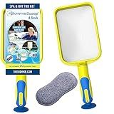The Skimmie Scoop - Patented Handheld Skimmer with Fine Mesh Net for Spa, Hot Tub, Cold Plunge and Small Pool Cleaning - Lightweight and Durable with Powerful Suction Cup - Clean Out Filter (Yellow)
