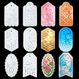 ORIGACH 6 Pcs Metal Tag Cutting Dies and Embossing Folders Template for Tag Paper Card Making Crafts Supplies