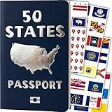 50 States Passport & Travel Journal - Track States Visited with Flag Stickers and US Travel Map - Gift for Travelers