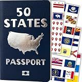 50 States Passport & Travel Journal - Track States Visited with Flag Stickers and US Travel Map - Gift for Travelers