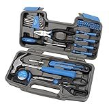 Apollo Tools Original 39 Piece General Household Tool Set in Toolbox Storage Case with Essential Hand Tools for Everyday Home Repairs, DIY and Crafts. Blue - DT9706 BL