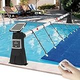 YASHINE 2025Upgraded Automatic Pool Cover Reel Set 18FT with Motor, Solar Pool Cover Roller for Inground Swimming Pools, Aluminum Solar Inground Pool Blanket Reel with Ground Anchoring
