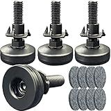3/8" Threaded Leveling Feet Adjustable Table/Furniture Feet Levelers Screw on Heavy Duty Desk/Chair/Cabinet/Dresser/Bench Leg Leveler Screw in with Threaded Inserts(3/8-16,Large Base,Black,4 Pack)