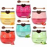 6 PCS Bee Lip Balm Lip Mask Honey Pot, Propolis Lip Mask Overnight Moisturizing Lip Balm with Stick, Sleeping Lip mask Hydrating Prevention Dry & Cracked, Reduce lip Lines
