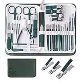 WOAMA 30-Piece Pedicure Kit Manicure Tools Nail Clipper Set with Green Travel Case for Home, Workplace, Gift, Beauty Salon