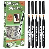 HVM Counterfeit Money Detector Pen (5 Counterfeit Pens) - Money Marker Bill Detector Pen with Upgraded Chisel Tip - Detect Fake Bills, Universal False Currency Checker Pack
