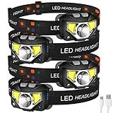 LHKNL Headlamp Flashlight,4-Pack Lumen Ultra Bright LED Rechargeable Headlight with White Red Light,Waterproof Motion Sensor Head Lamp,8 Mode for Outdoor Camping Running Cycling Fishing