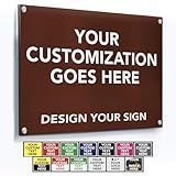 SPEEDYORDERS Custom Aluminum Business Sign, Rustic Modern Style, Brown, 36x24 Inches, Landscape/Portrait Orientation, Wall Mount, Office/Entrance/Exit/Instruction/Warning/Promotional Uses