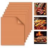 WIBIMEN Grill Mats for Outdoor Grill, Copper 7pcs Grill Mat, 100% Non-Stick PFOA Free 15.75 x 13", Heavy Duty, Reusable and Easy to Clean - Gas Charcoal & Electric BBQ