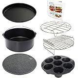 Air Fryer Accessories Set of 7 with 8 Inch Egg Bites Mold, Pizza Pan, Cake Barrel, Skewer Rack, Silicone Mat for 3.5Qt-5.8Qt Phillips Nuwave Gowise Gourmia Ninja Dash Air Fryer