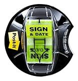 Post-it Sign and Date Flags, 200/Desk Grip Dispenser, 1 Dispenser/Pack, 1 in Wide, Bright Green (680-HVSD)