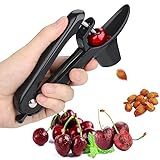 Cherry Pitter Tool, Heavy-Duty Stainless Steel Pitting Tool, Portable Cherries Corer Stoner Seed Tool with Lock Design, Fruit Pit Remover for Cherry Jam(Black)