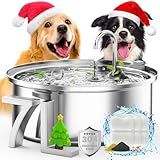 oneisall Dog Water Fountain for Large Dogs,7L/230oz/1.8G Stainless Steel Dog Fountain Bowl Super Quiet with Triple Filtration,Great for Large Dogs Cats and Multi-Pet Home