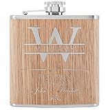 Single, Groomsmen Gifts - Personalized Groomsman Flask w/Name, Title, Date - Oak Wood - Groomsmen Proposal Gifts w/Optional Gift Box, Groom's Drinking Team, Bachelor Party Gifts - Best Man #D2