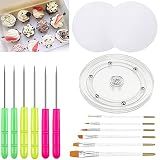 Cookie Decorating Kit Cookie Decorating Supplies with 1 Acrylic Turntable, 6 Cookies Fondant Brushes 6 Scribe Needle Royal Icing Tools