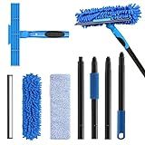 VITEVER Professional 69'' Window Squeegee Cleaner Tool with Extension Pole, 2-in-1 Squeegee for Window Cleaning Kit with Scrubber and Rotating Head, 1 Blade 2 Scrubber