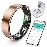 Smart Ring with Sleep Monitoring, Step Counting, Heart Rate and Blood Oxygen for iPhone and Android, No Subscription Fee, IP68 Waterproof Health Tracker (Rose Gold, 7)