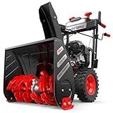 AMERISUN 24-Inch Two-Stage Gas Self-Propelled Snow Blower with 212cc Engine, Electric Start, Multiple Speeds, 180°Chute Rotation, LED Light, Heavy-Duty 24" Snow Thrower for Driveways & Heavy Snow